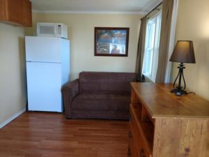 Full Size Refrigerator With Top Freezer And Couch To Watch TV Or Just Relax And Eat That Pulls Out Into A Double Bed! 
